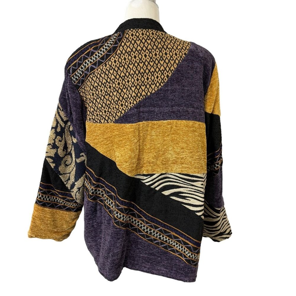 Indigo Moon Patchwork Size 1x Jacket Blazer Gold … - image 6